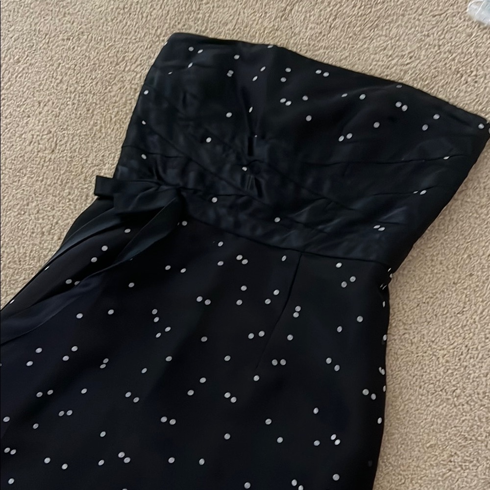 Kay Unger formal Black Strapless Dress with White Polka Dots